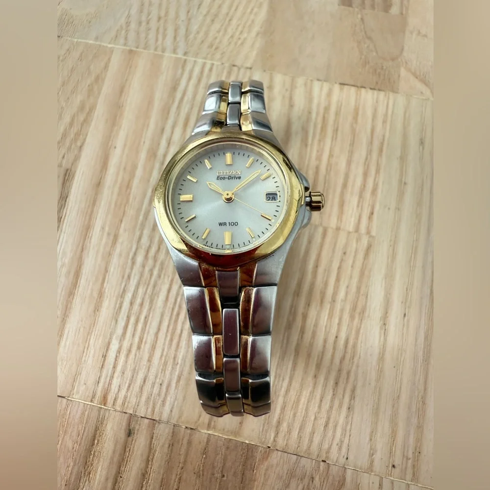 Citizen eco-drive ladies round two tone dress watch